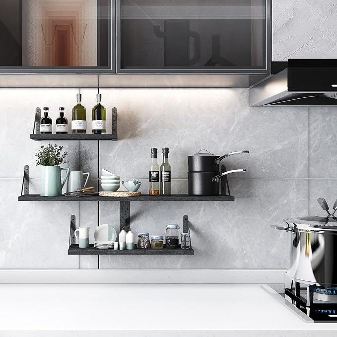YGEOMER Black Shelves for Wall, Home Decor - Image 2