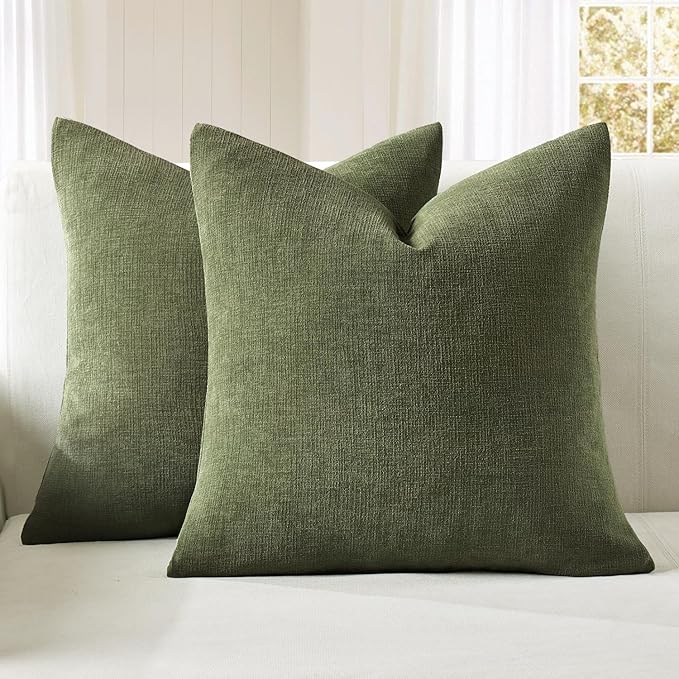 MIULEE Olive Green Couch Pillow Covers 20x20 Inch by MIULEE