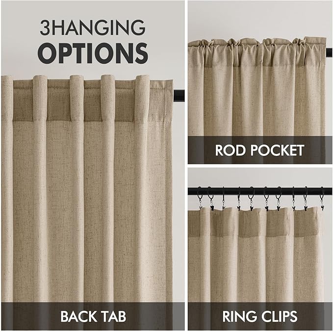 MIULEE Non-See-Through Privacy Linen Curtains 2 Panels, Light Filtering Window - Image 6