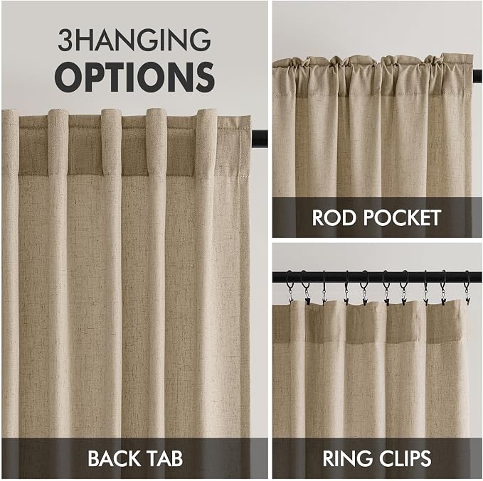MIULEE Non-See-Through Privacy Linen Curtains 2 Panels, Light Filtering Window - Image 6