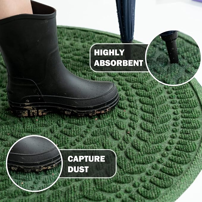 RORA Half Circle Door Mat Front Door Mat Outside Entrance Welcome Mats Outdoor - Image 2