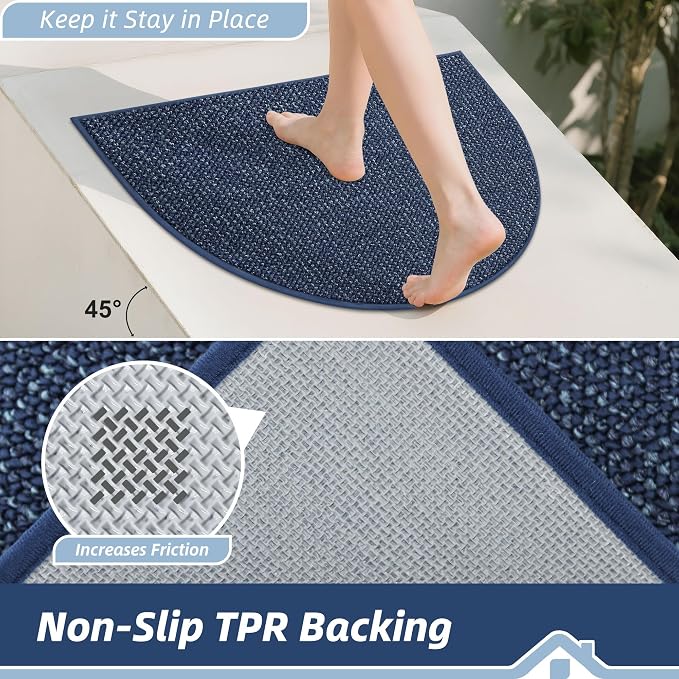 BEQHAUSE Dirt Trapper Door Mat 32" x 48" Half Circle Non-Slip Washable Doormats - Image 4