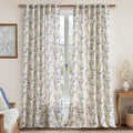 jinchan Linen Floral Curtains for Living Room 96 Inch Length Blue Printed by JINCHAN
