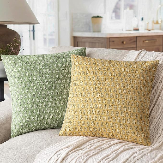 Foindtower Set of 2 Decorative Neutral Floral Print Throw Pillow Covers Vintage - Image 4