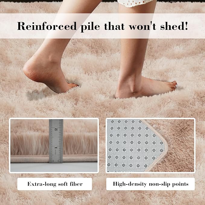 Fluffy Rug Shaggy Area Rug, Mottling Beige 2x4 Area Rugs - Image 5