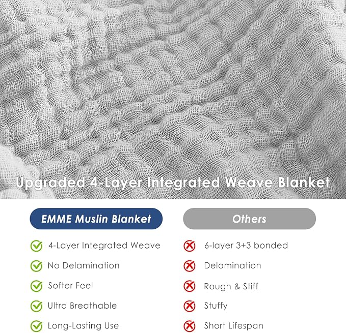 EMME Cotton Muslin Large Throw Blanket Couch Breathable Gauze Soft Lightweight - Image 6