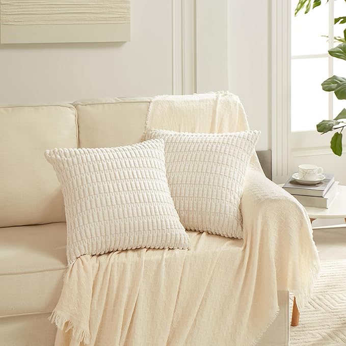 Fancy Homi 4 Packs Neutral Big Decorative Throw Pillow Covers 24x24 Inch - Image 6