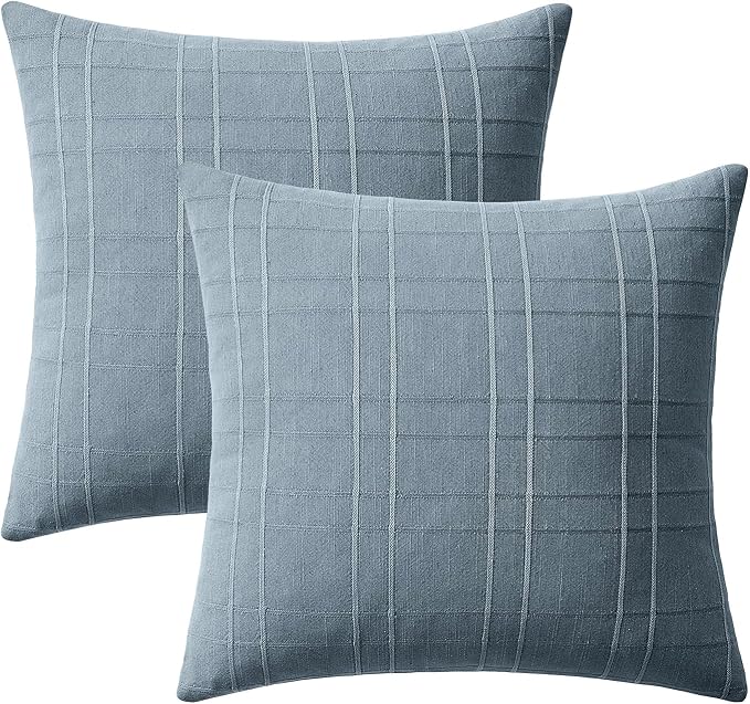 MIULEE Decorative Linen Check Euro Shams Throw Pillow Covers Neutral Farmhouse - Image 8