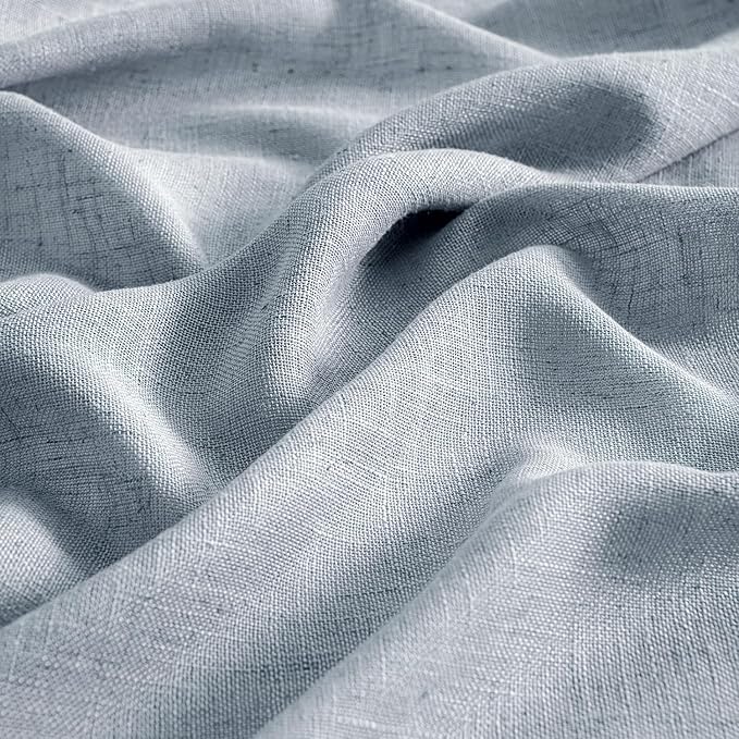 MIULEE Chambray Blue Linen Curtains 90 Inch Long 2 Panels - Image 4