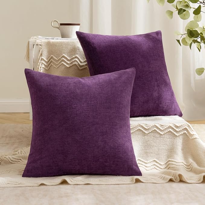 MIULEE Plum Purple Couch Pillow Covers 18x18 Inch - Image 4