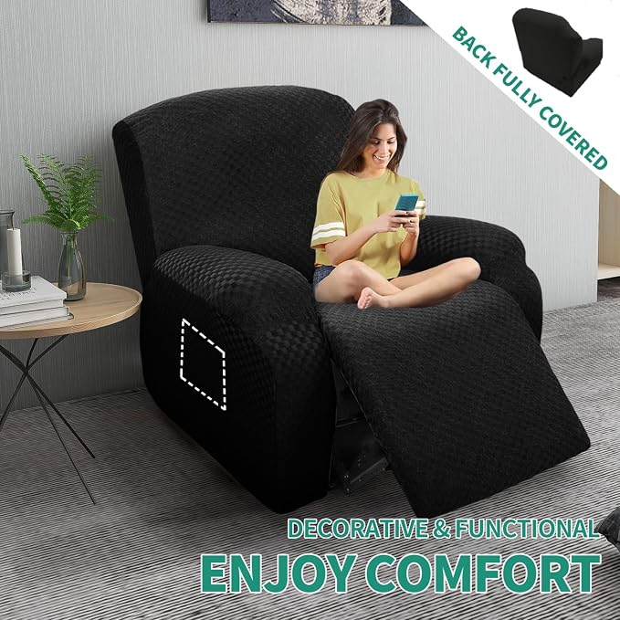 YEMYHOM 4 Pieces Oversized Stretch Recliner Slipcover Latest Jacquard Large - Image 2