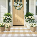 OLANLY Buffalo Plaid Rug 2' x 4'3" – Beige and White Cotton Checkered Doormat by OLANLY