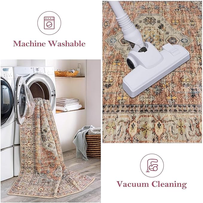 Lahome Oriental Washable Rugs 8x10, Non-Slip Soft 8x10 Rugs - Image 3