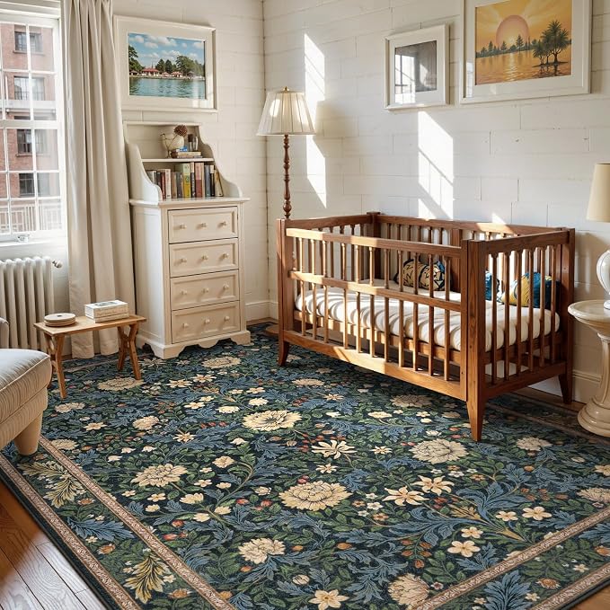 LIVEBOX Floral Area Rug 6x9, Washable Large Rugs - Image 3