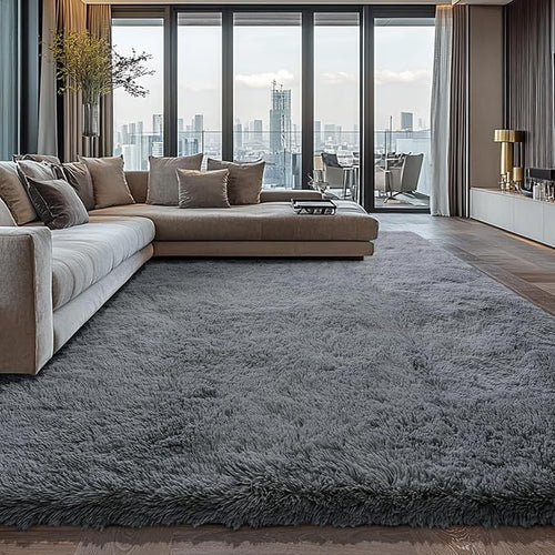 10X14 Large Shag Area Rugs for Living Room Bedroom, Big Soft Purple Fluffy Rug by Boshengya