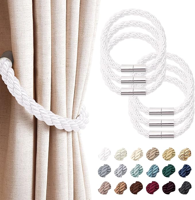NICEEC 6 Pack Strong Magnetic Curtain Tiebacks Modern Simple Style Drape Tie by NICEEC