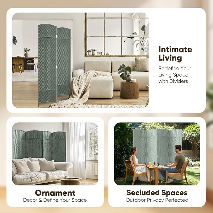 JOSTYLE Folding Privacy Room Divider, 4 Panel Screen Divider 6 ft. Tall - Image 8