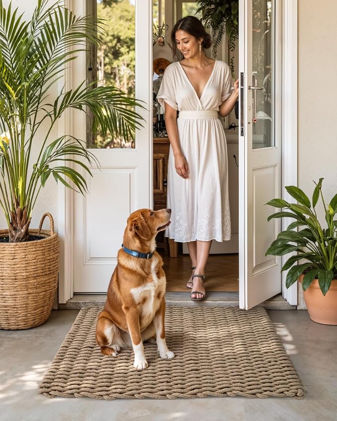 DEXI Jute Door Mat for Front Entryway, 31x47 Braided Woven Doormat Outside - Image 8