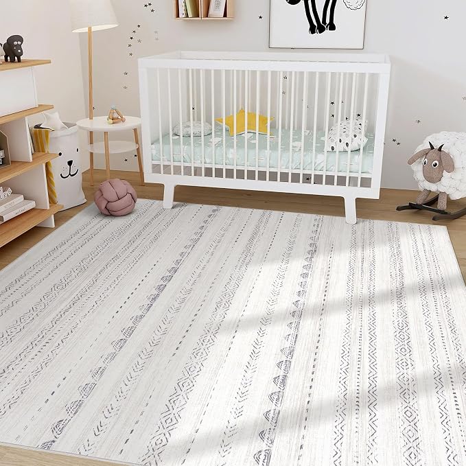 Nakagishi 5x8 Area Rug Living Room: Washable Boho Large Neutral Soft Farmhouse - Image 8
