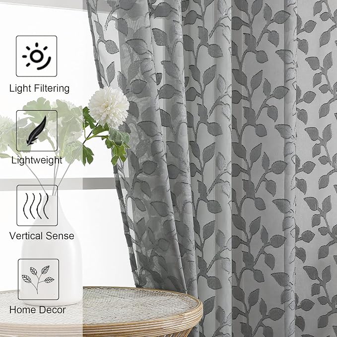 Chyhomenyc Charcoal Grey Sheer Valances - Image 3