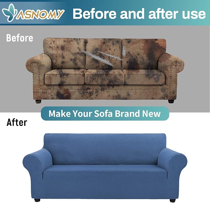 Asnomy Couch Covers for 3 Cushion Couch Stretch Sofa Covers Slipcovers - Image 6