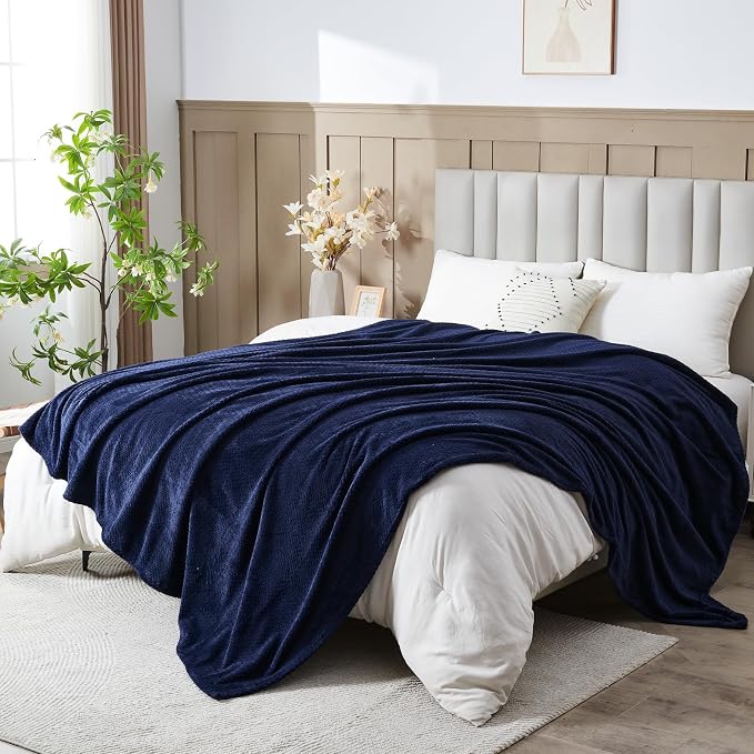 NEWCOSPLAY Super Soft King Blanket Dark Navy Premium Silky Flannel Fleece by NEWCOSPLAY