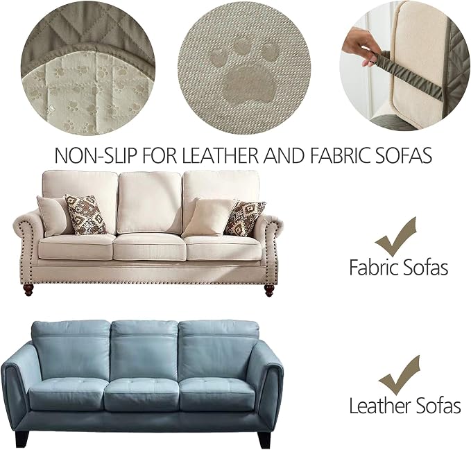 Ameritex Couch Sofa Slipcover 100% Waterproof Nonslip Quilted Furniture - Image 8