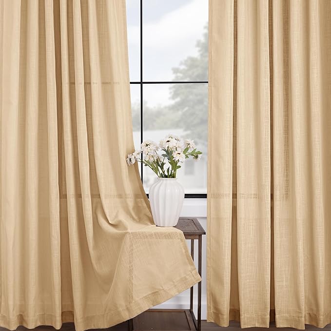 Tan Linen Curtains 120 inches Long - Image 4