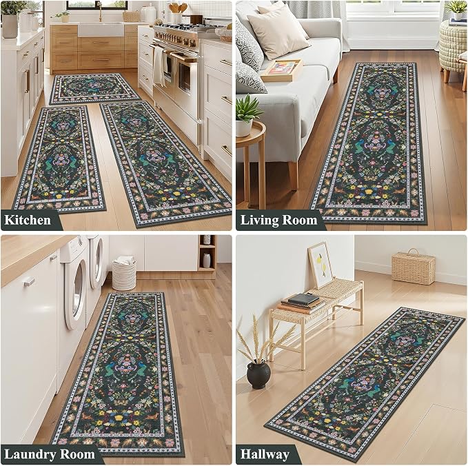 HEBE Washable Kitchen Rugs Sets of 3, Non Slip Absorbent Kitchen Rugs and Mats - Image 6
