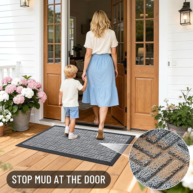 OLANLY Front Door Mat Outside Entrance 71x47, Heavy Duty Sturdy Natural Rubber - Image 6