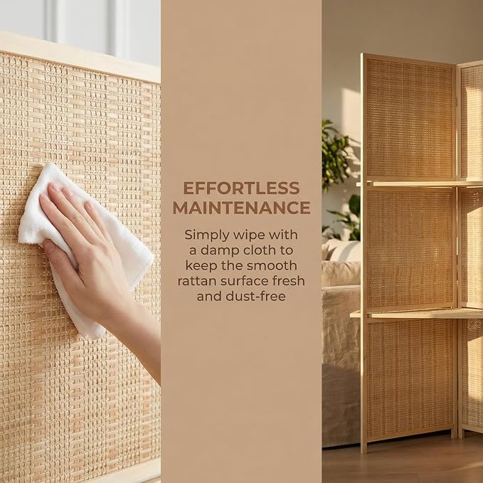 Bluecat 4 Panel Bamboo Room Divider - Image 4