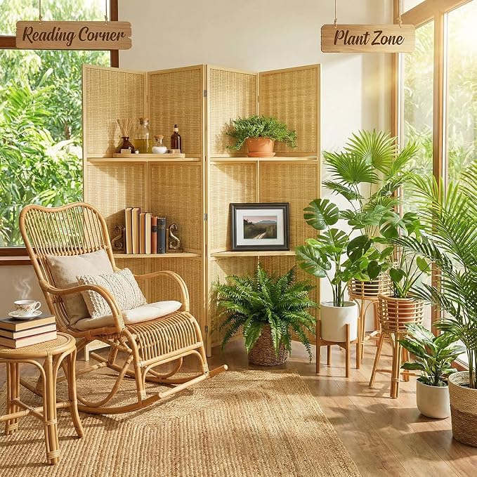 Bluecat 4 Panel Bamboo Room Divider - Image 5