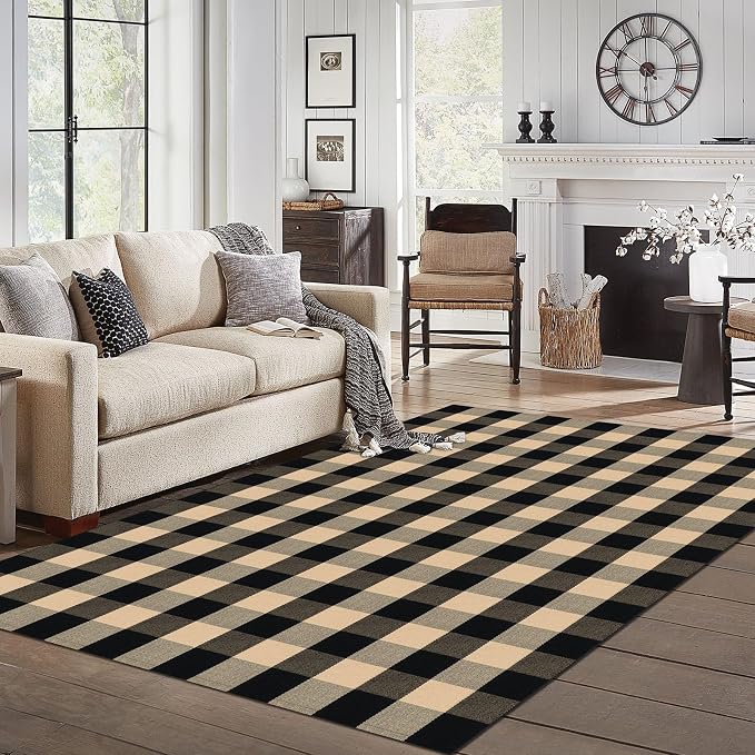 IOHOUZE Buffalo Plaid Rug 5x7 Ft Indoor Outdoor Rug, Washable Rugs - Image 2