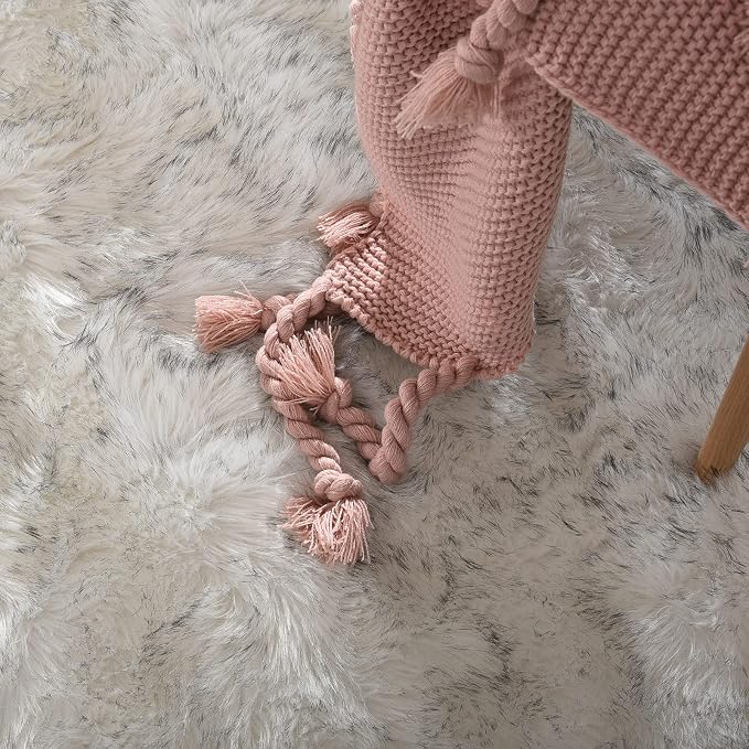 Goolela Fluffy Faux Sheepskin Fur Rug 4x6 White - Image 7