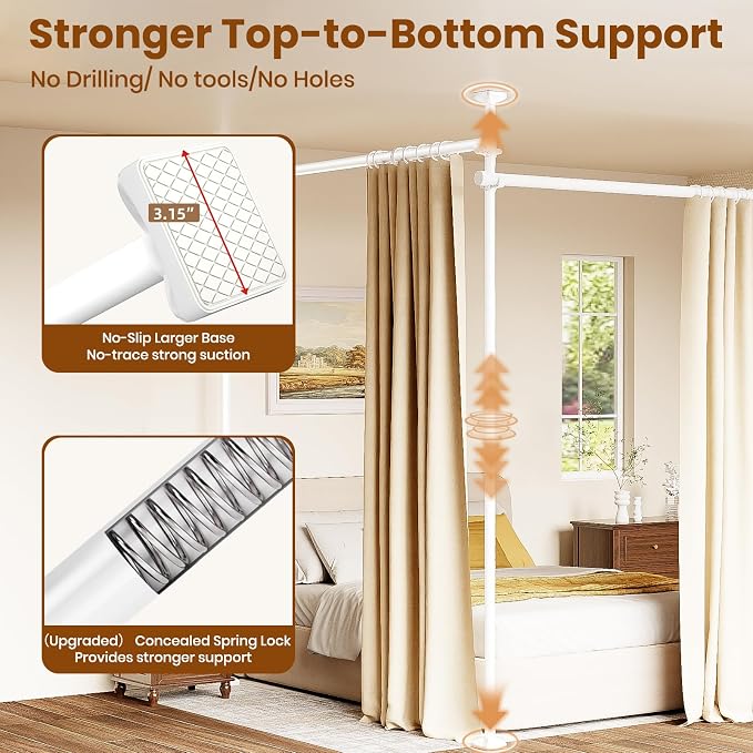 Bonpally Room Divider Curtain Rod, No Drilling Tension Rod - Image 2