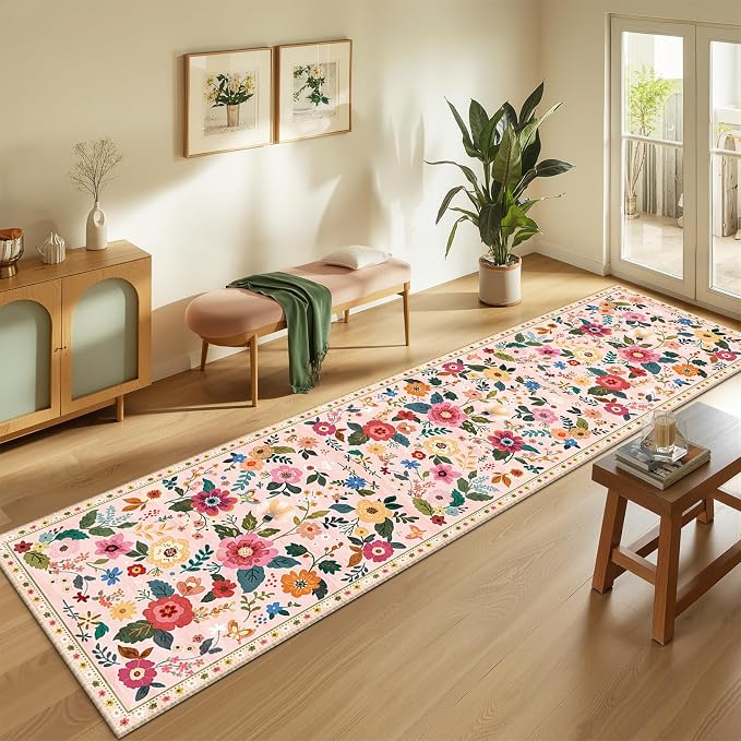 RELEANY Floral Nursery 2x8 Area Rugs Washable Print Boho Cute Carpet Non Slip - Image 6