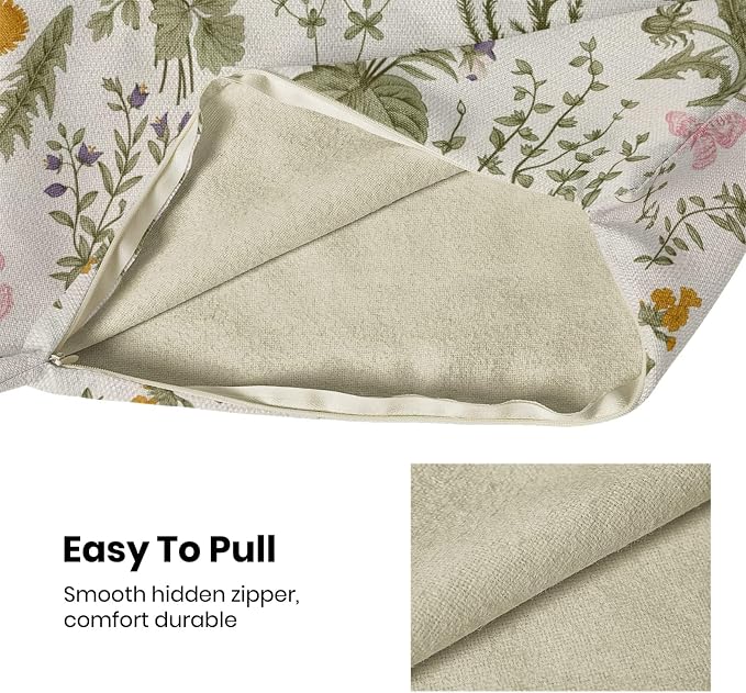 AEIOAE Spring Pillow Covers 22x22 Inch Set of 2, Sage Green Wild Flower Plant - Image 5
