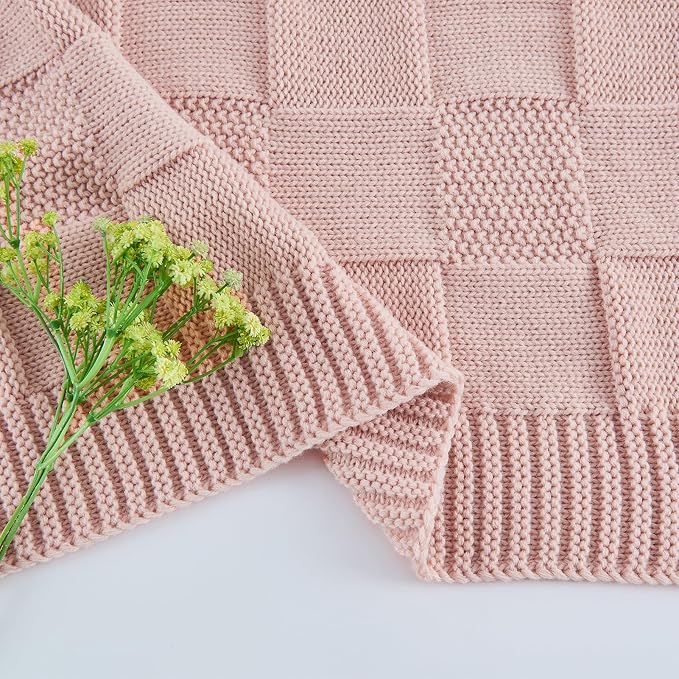 CozeCube Check Knit Throw Blanket, Decorative Christmas Soft Cozy Warm Knitted - Image 9