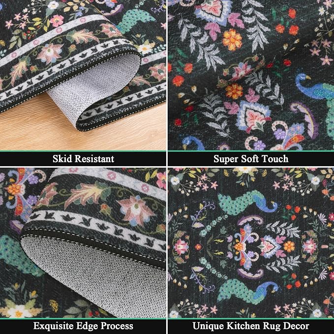 HEBE Washable Kitchen Rugs Sets of 3, Non Slip Absorbent Kitchen Rugs and Mats - Image 4