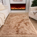 Fluffy Faux Fur Rug Brown Sheepskin Area Rug, 4x6 Ft Ultra Soft Shaggy Plush Rug by CKLZSAY
