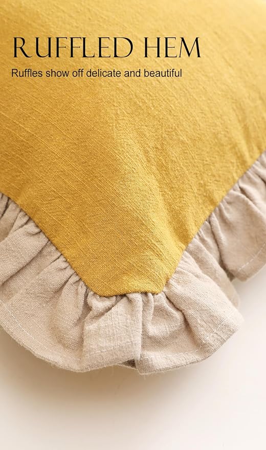 patdrea Yellow Shabby Chic Decorative Throw Pillow Covers 12x20 Set of 2 - Image 5