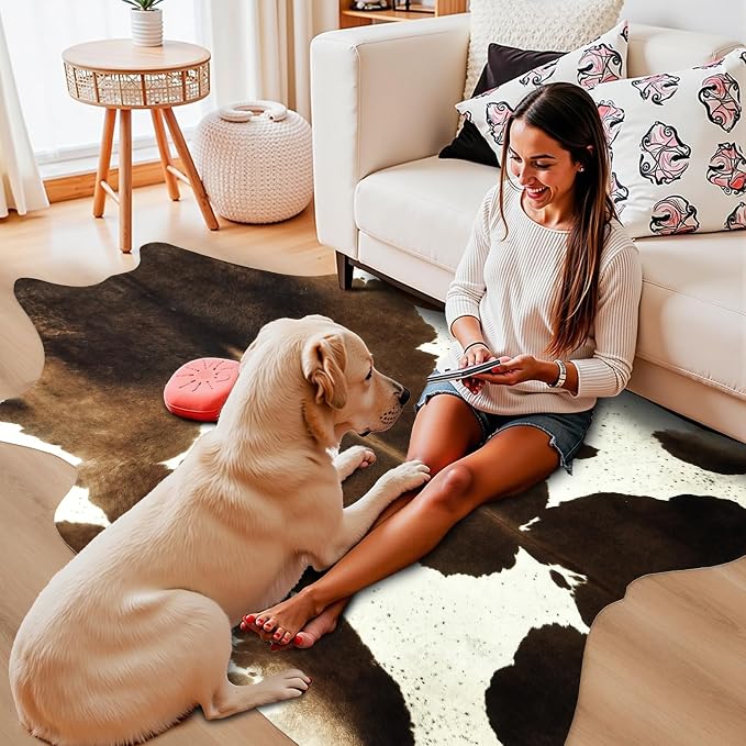 Easycozy Faux Cowhide Cow Print Rug: 8 x 10 Western Decor Faux Cowhide - Image 9