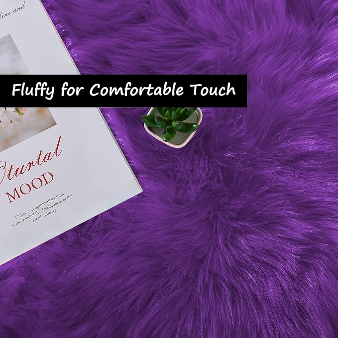 Goolela Purple Area Rug 8x10 Fluffy Fuzzy Furry Carpet - Image 3