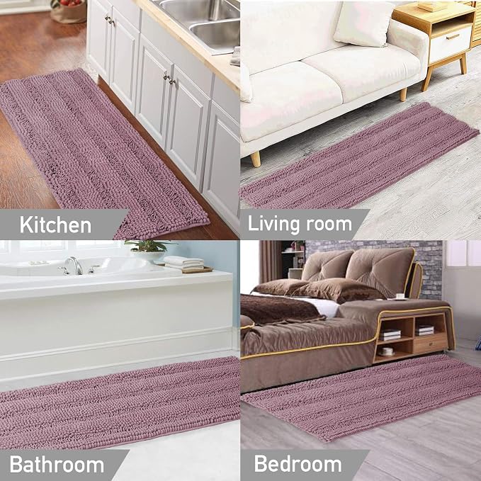 Turquoize Luxury Shaggy Bath Mat Chenille Bathroom Runner Rug Extra Long Non - Image 6