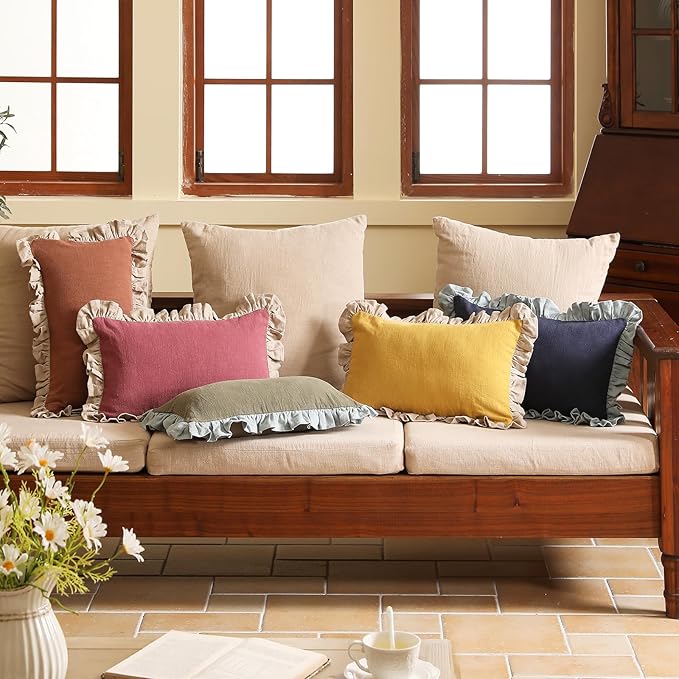 patdrea Yellow Shabby Chic Decorative Throw Pillow Covers 12x20 Set of 2 - Image 6