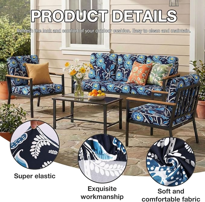 hyha 12Pcs Patio Cushion Covers, Stretch Outdoor Couch Cushion Covers, Washable - Image 3