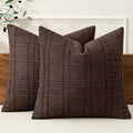 MIULEE Decorative Linen Check Euro Shams Throw Pillow Covers Neutral Farmhouse by MIULEE