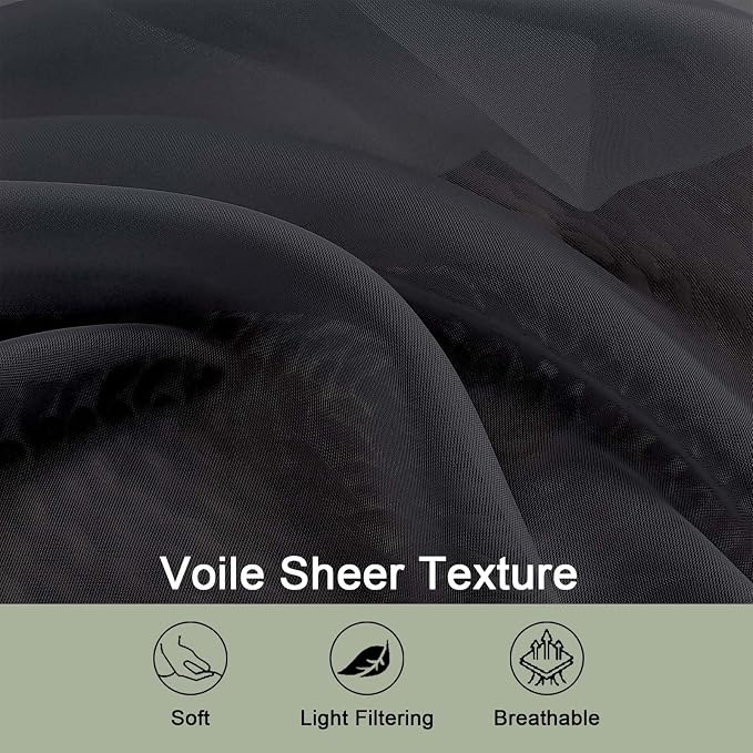 OWENIE Sheer Curtains, Rod Pocket Voile Fimly Sheer Drapes - Image 5