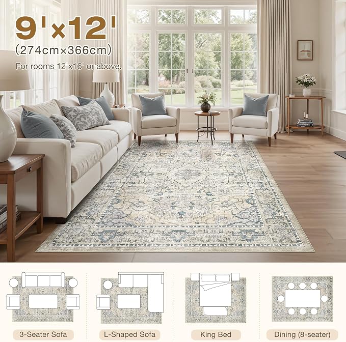 cotiled 9x12 Area Rugs Large Washable Rugs - Image 7