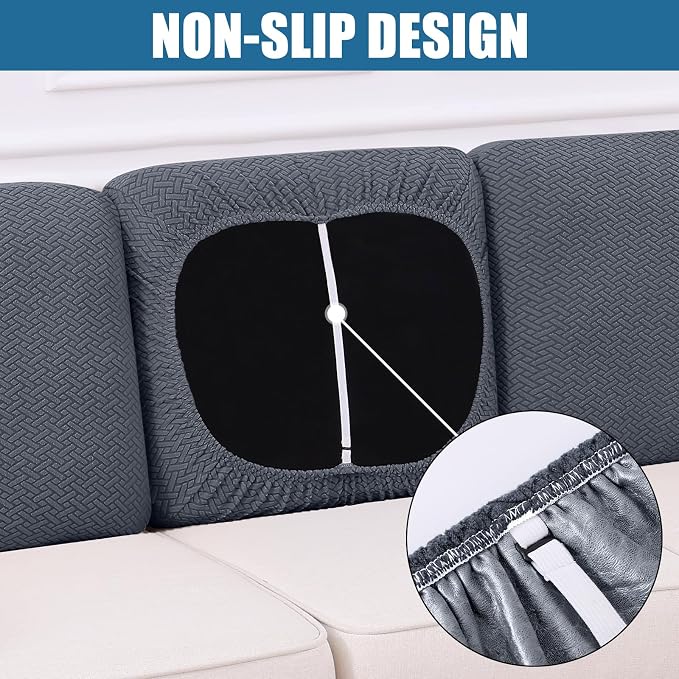 Smiry Waterproof Couch Cushion Covers, Stretch Jacquard Thick Sofa Cushion - Image 3